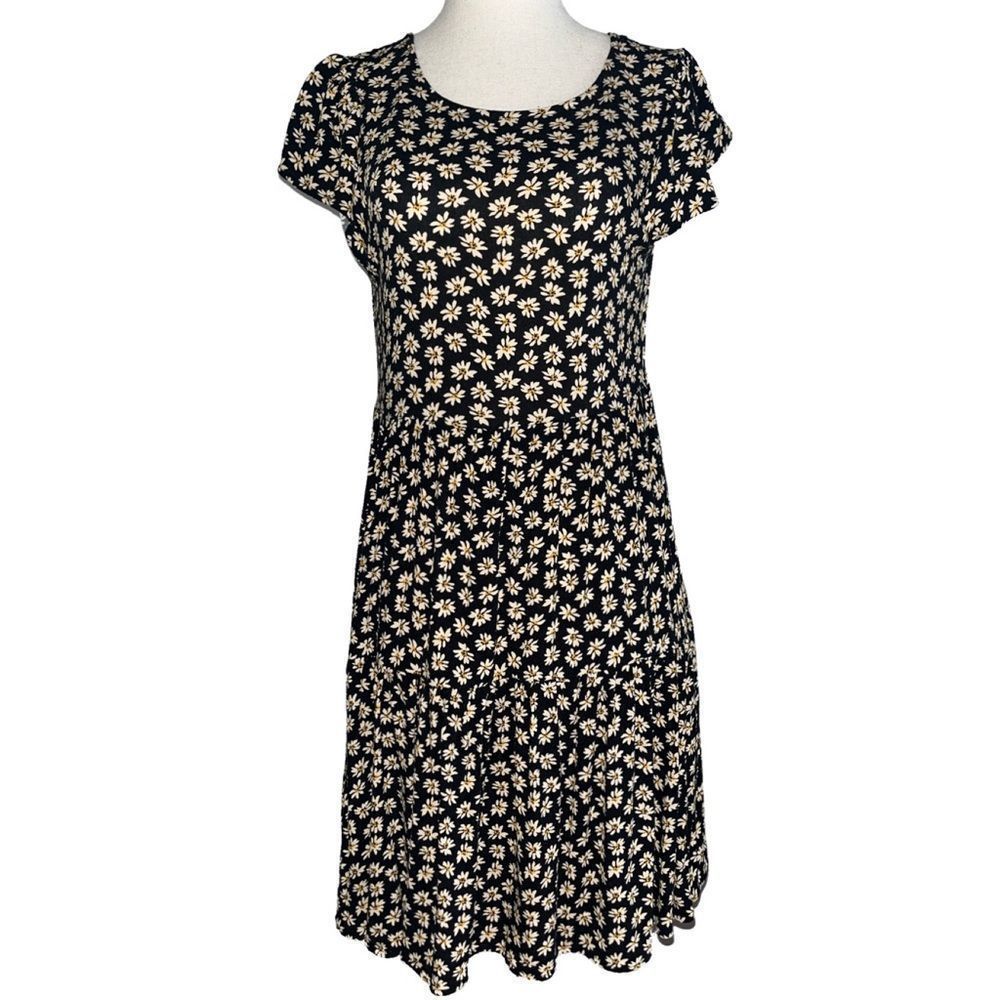 AMERICAN EAGLE DAISY DRESS 28” FRONT 31” BACK | TIE NECK | BLACK & WHITE | XS